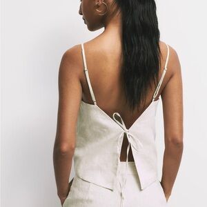 Pull&Bear Cream Tie-Back Top